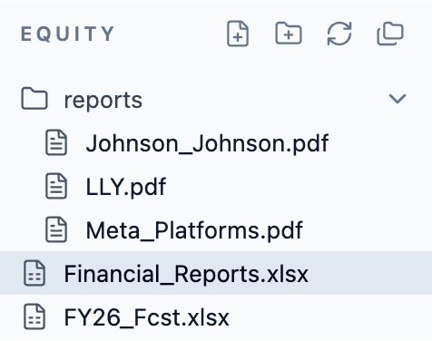 A file explorer with 3 PDFs and 2 spreadsheets